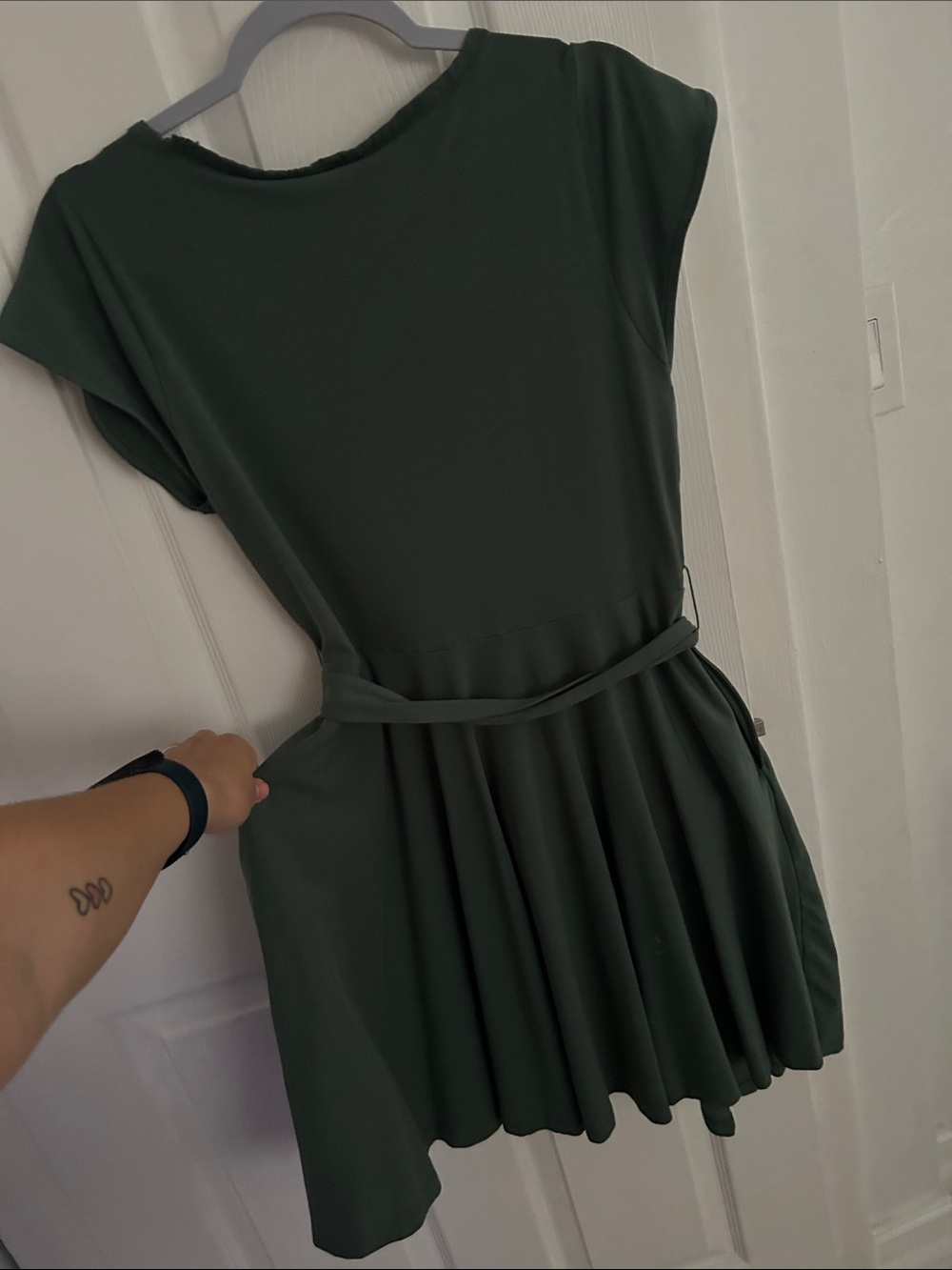 Pact Forest Green Short Sleeve Tie-Waist Mini Dress - Picture 4 of 6